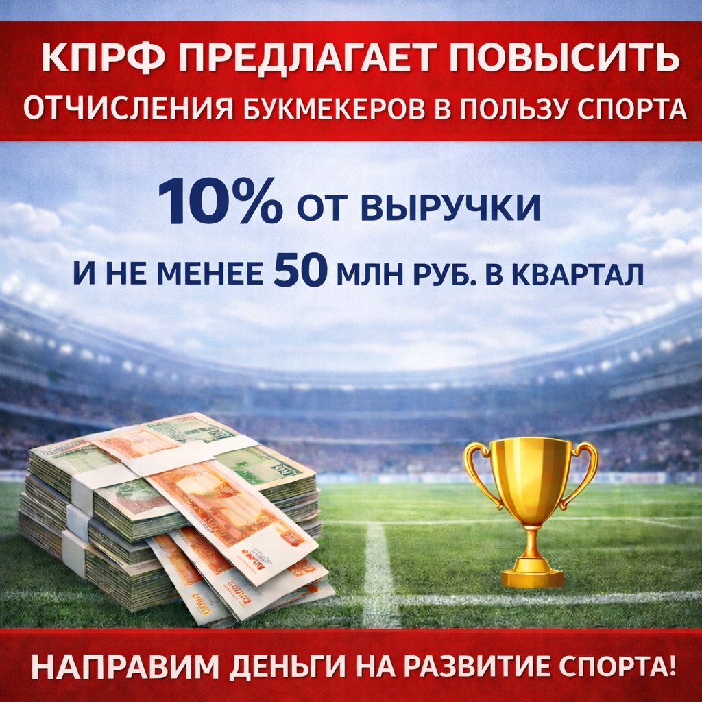 КПРФ предлагает повысить отчисления букмекеров в пользу спорта